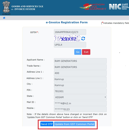 Registration on e-invoice portal