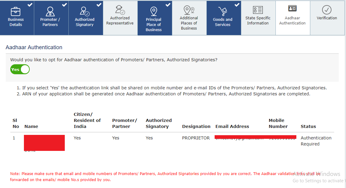 GST Registration Process with Aadhar Authentication