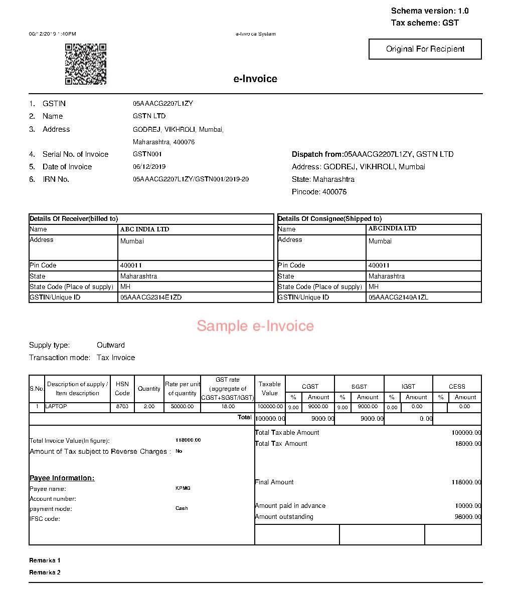  Generation of e-invoice